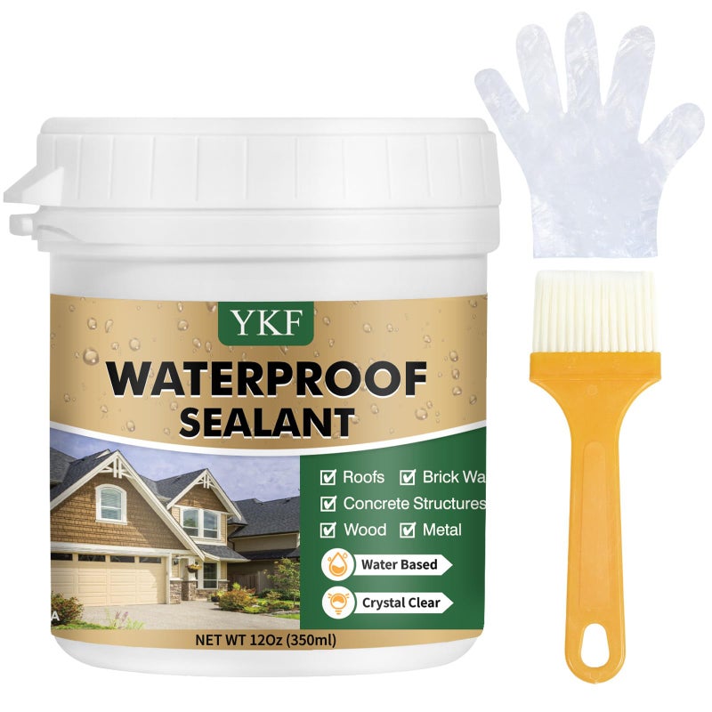 YKF Transparent Waterproof Sealant 12 Oz, Clear Water-Based Invisible Leak Repair Coating for Roofs, Walls, Bathroom, Shower, Kitchen, Indoor & Outdoor Waterproof Agent - Image 1